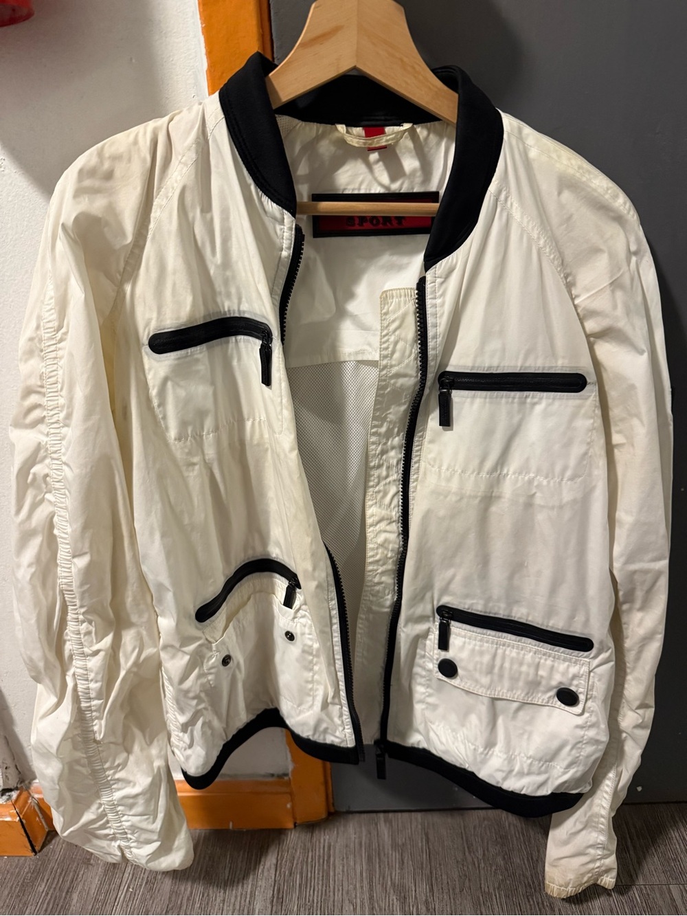 Burberry White Bomber Jacket with Black Trim